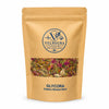 A stand-up kraft paper pouch of Velnoura Glycora Diabetes Wellness Blend tea, featuring a clear window showing the dried herbal and rose petal contents, on a white background.